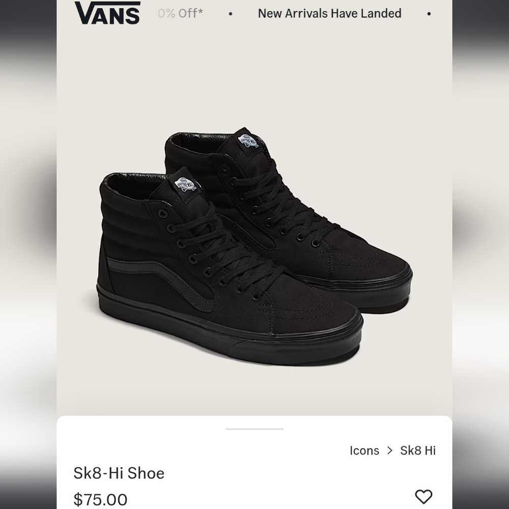 Men's Vans Sk8-Hi Black Sneakers